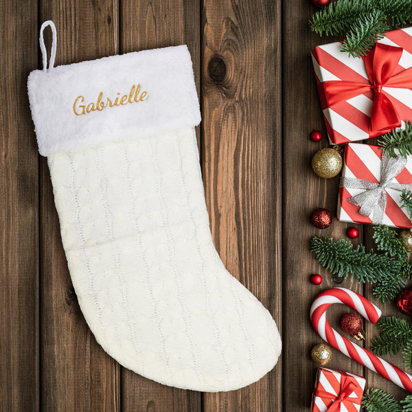 Personalized Custom Embroidered Cable Knit Christmas Stocking