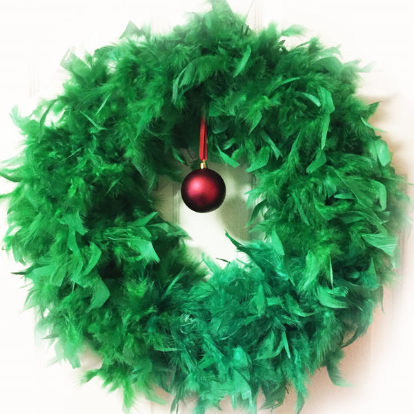 Bright Green Feather Wreath
