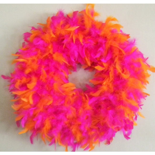 Hot Pink and Orange Feather Wreath