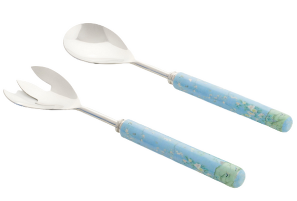Peacock Blue & Green Enameled Salad Server