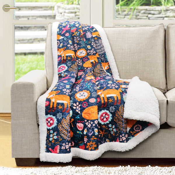 Pixie Fox Sherpa Throw Blanket