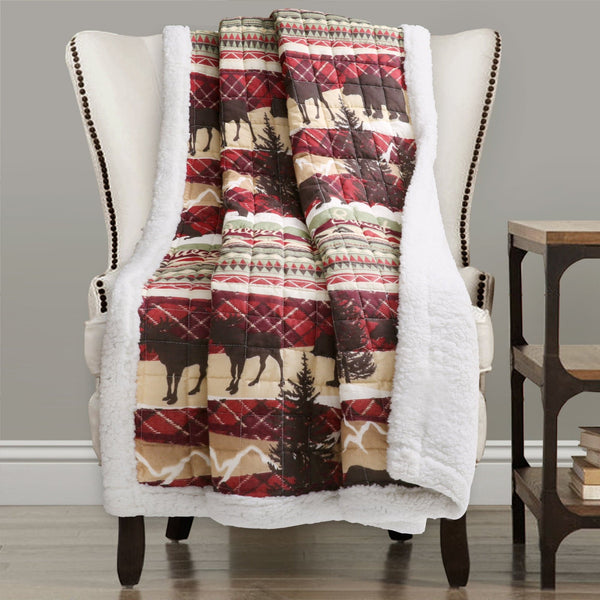 Holiday Lodge Sherpa Throw Blanket