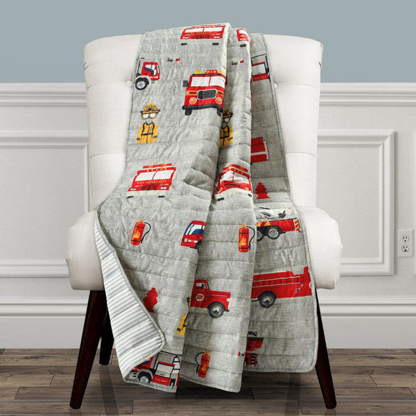 Fire Truck Reversible Throw Blanket