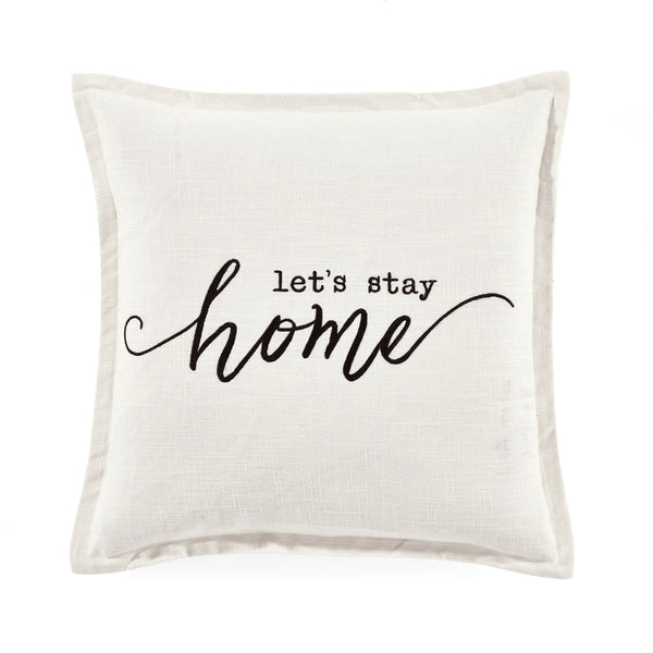 Let's Stay Home Script Decorative Throw Pillow Cover