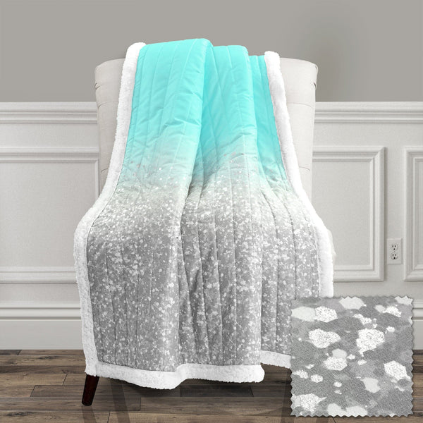 Glitter Ombre Metallic Print Sherpa Throw Blanket