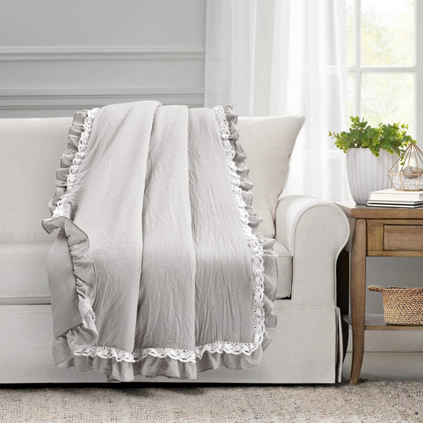 Ella Ruffle Lace Throw Blanket