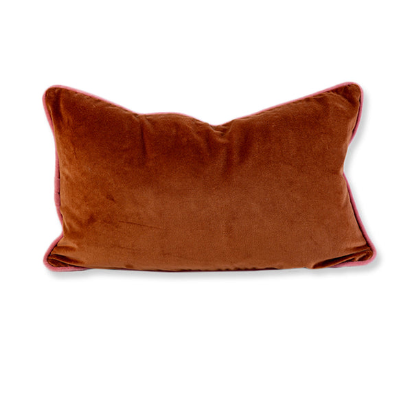 Charliss Velvet Lumbar Pillow - Rust/Light Pink