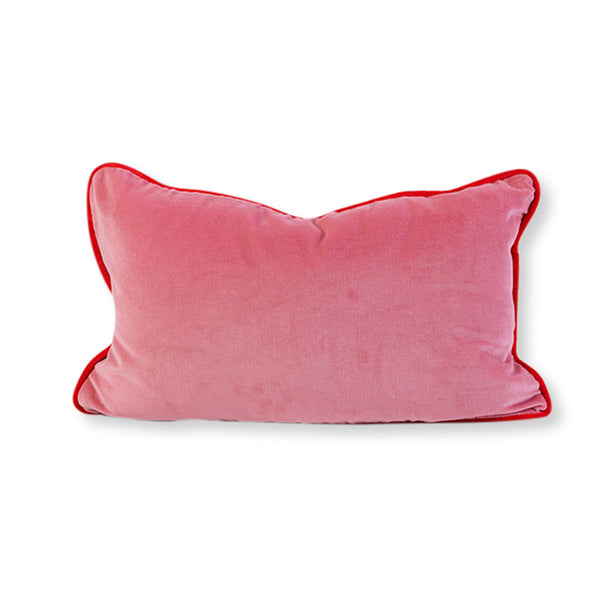 Charliss Velvet Lumbar Pillow - Light Pink/Cherry