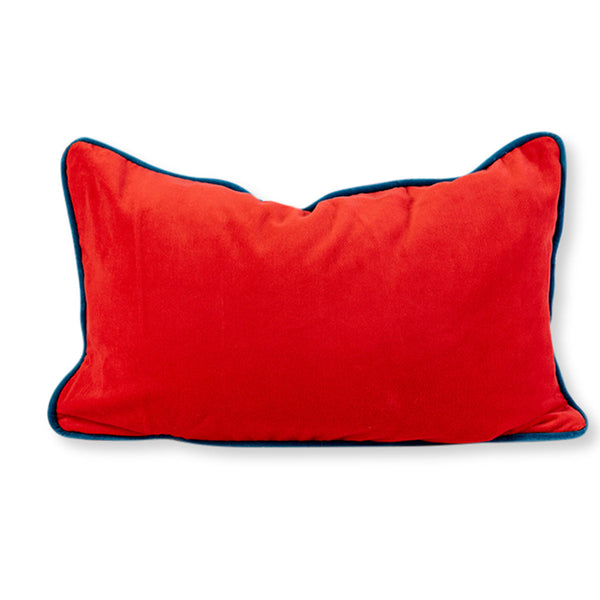 Charliss Velvet Lumbar Pillow - Cherry/Peacock