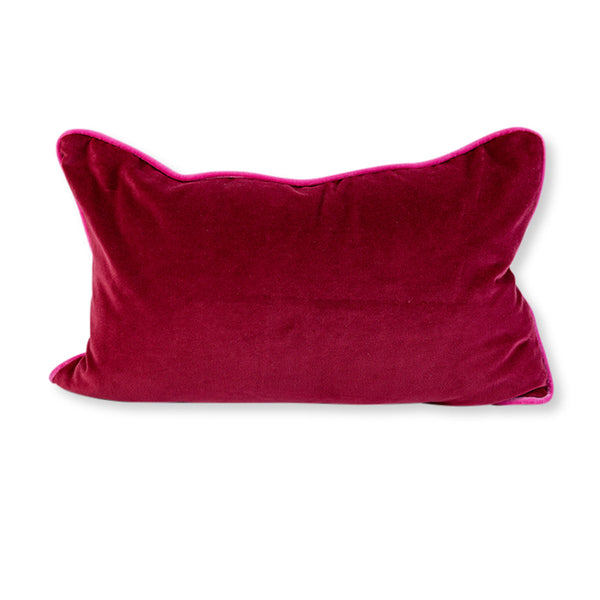 Charliss Velvet Lumbar Pillow - Wine/Hot Pink