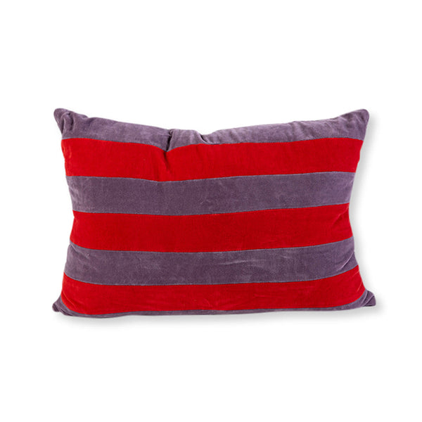 Striped Velvet Lumbar Pillow - Lilac/Cherry