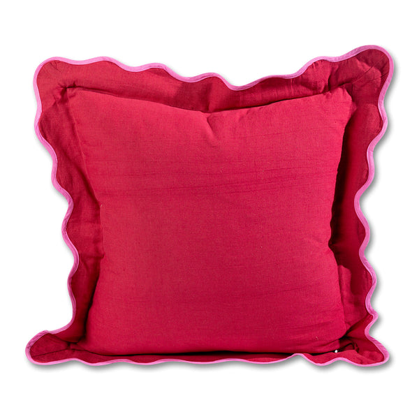 Darcy Linen Pillow - Wine/Neon Pink