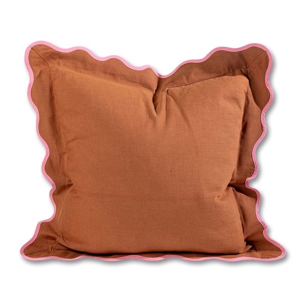 Darcy Linen Pillow - Rust/Light Pink