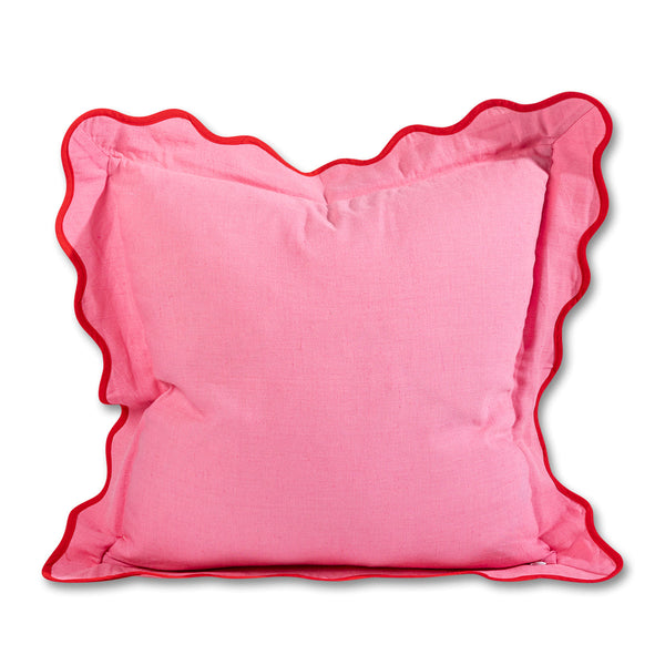 Darcy Linen Throw Pillow - Light Pink + Cherry