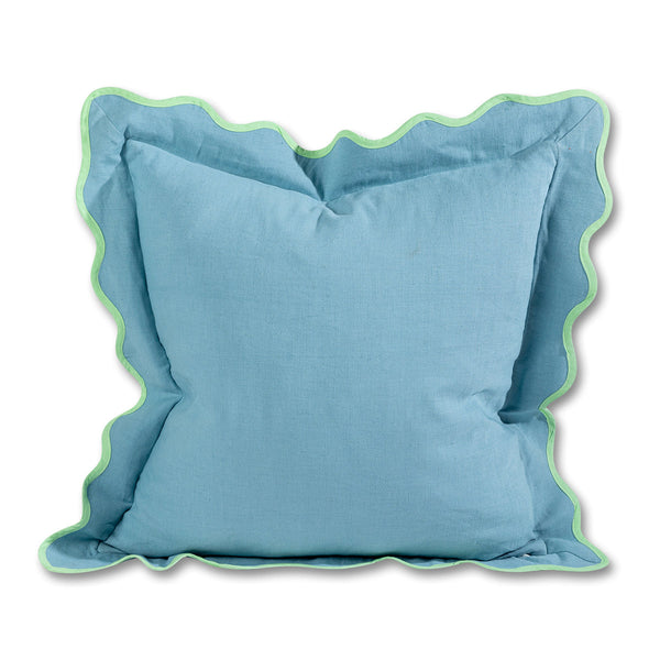 Darcy Linen Throw Pillow - Aqua + Mint