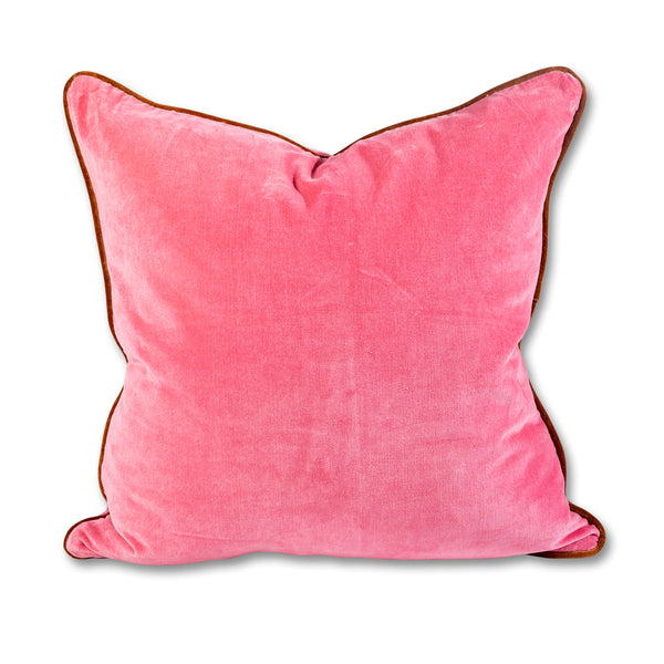 Charliss Velvet Pillow - Light Pink/Rust