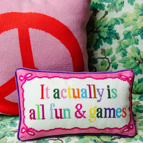 Fun And Games Needlepoint Pillow