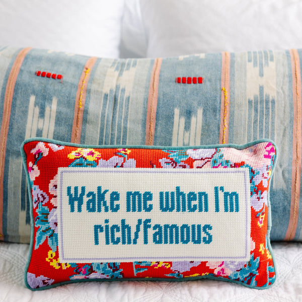 Rich And Famous Needlepoint Pillow