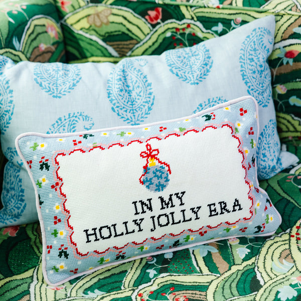 Holly Jolly Era Needlepoint Pillow