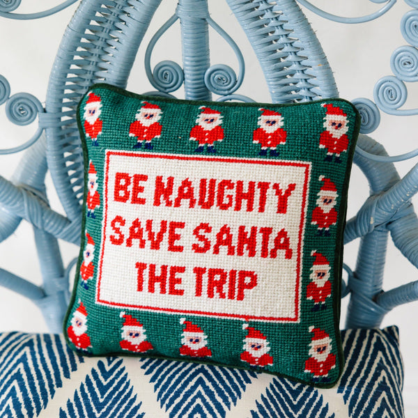 Be Naughty Needlepoint Pillow