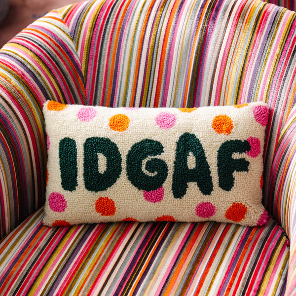 IDGAF Hooked Throw Pillow