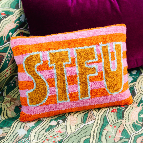 STFU Hooked Throw Pillow