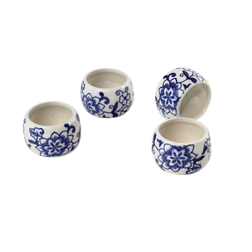 Blue Garden Napkin Rings (Set of 4)