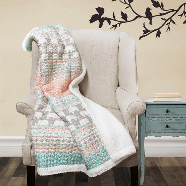 Elephant Stripe Sherpa Throw Blanket