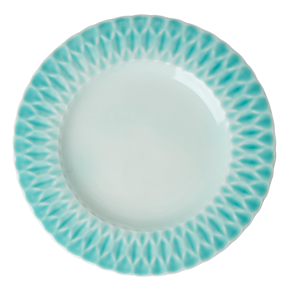 Ceramic Dinner Plate - Aqua. Set of 6 plates