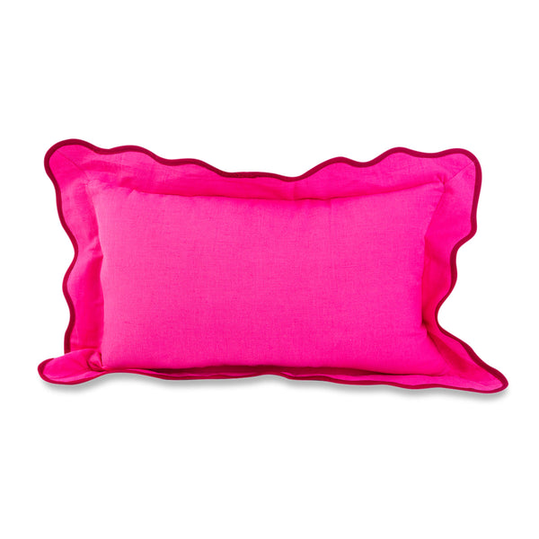 Darcy Linen Lumbar Throw Pillow - Neon Pink + Wine - Case Only