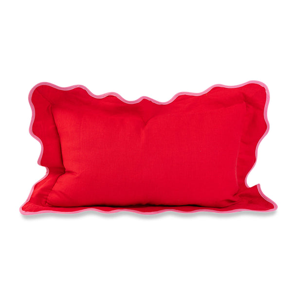 Darcy Linen Lumbar Pillow - Cherry/Light Pink