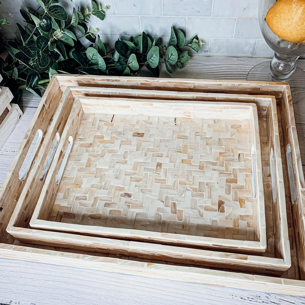 Cream Herringbone Tray