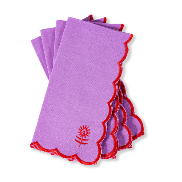 Icon Linen Napkins 4pc Set - Lilac/Cherry