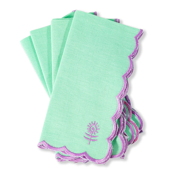 Icon Linen Napkins 4pc Set - Mint/Lilac