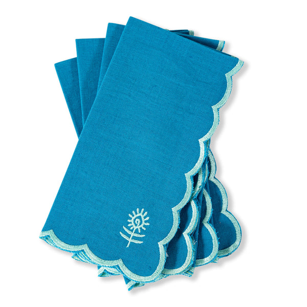 Icon Linen Napkins 4pc Set - Peacock/Mint