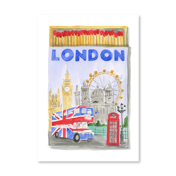 London Matchbook Illustration Print