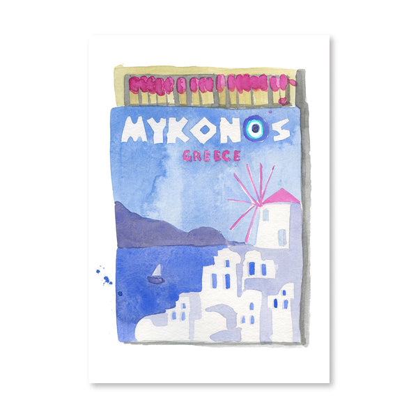 Mykonos Matchbook Illustration Print