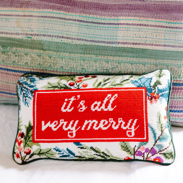 Very Merry Needlepoint Pillow