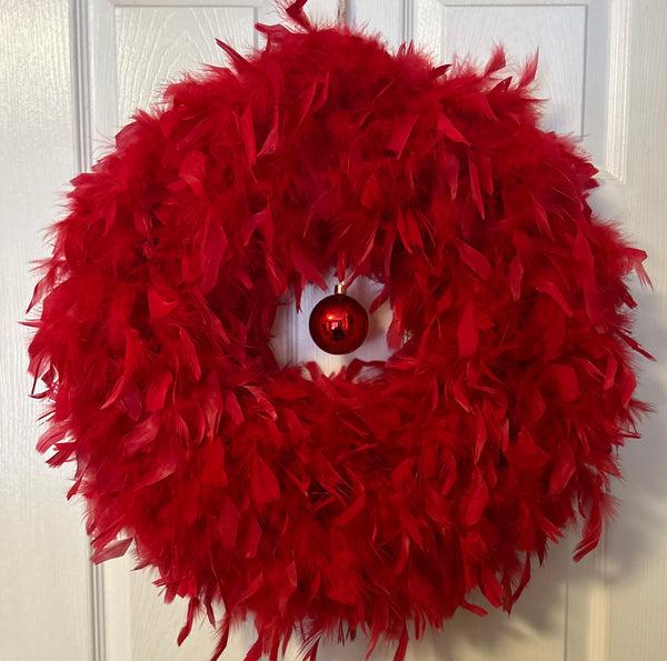 Vintage Red Feather Wreath