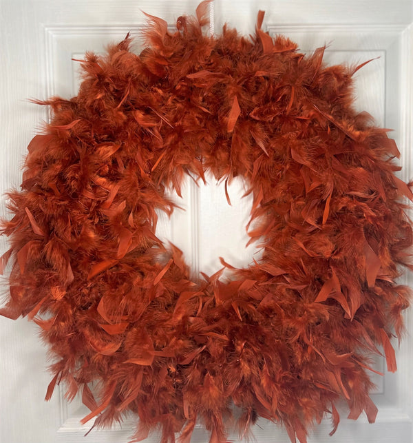 Burnt Orange Feather Wreath