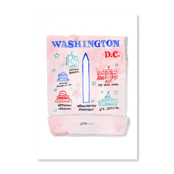 Washington D.C. Matchbook Illustration Print