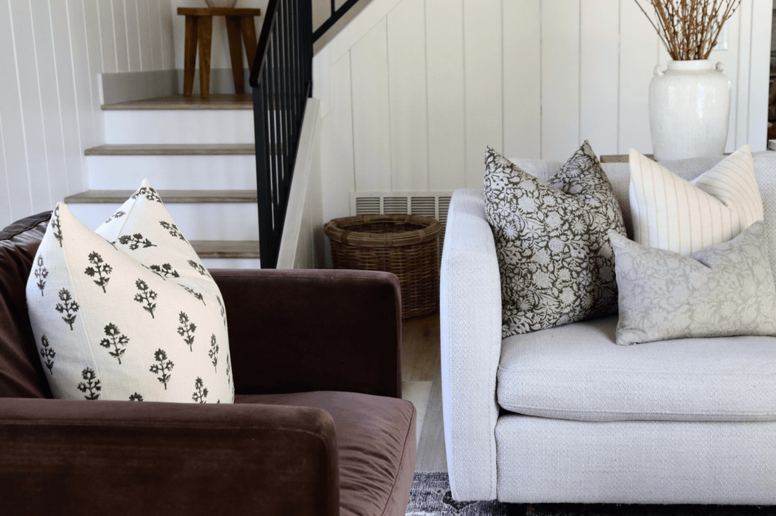 Aspen Floral Block Print Pillow Cover - Angelwreaths