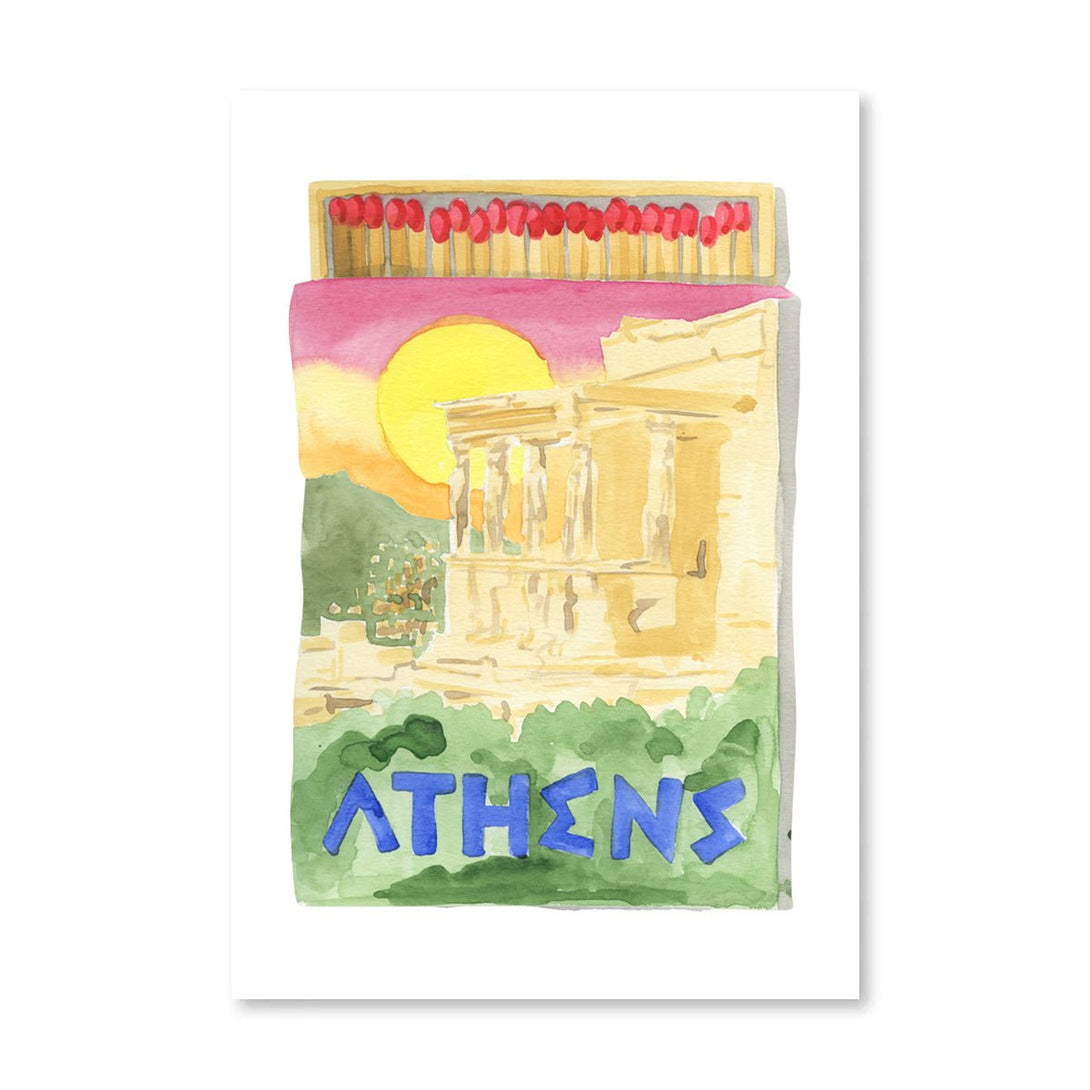 Athens Matchbook Illustration Print - Angelwreaths