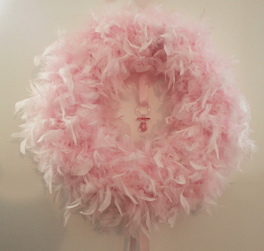 Baby Pink Feather Wreath - Angelwreaths