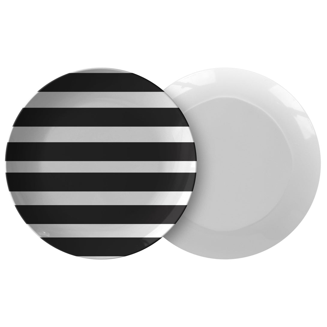 Black and White Stripes 10" Dinner Plate Sets - Angelwreaths