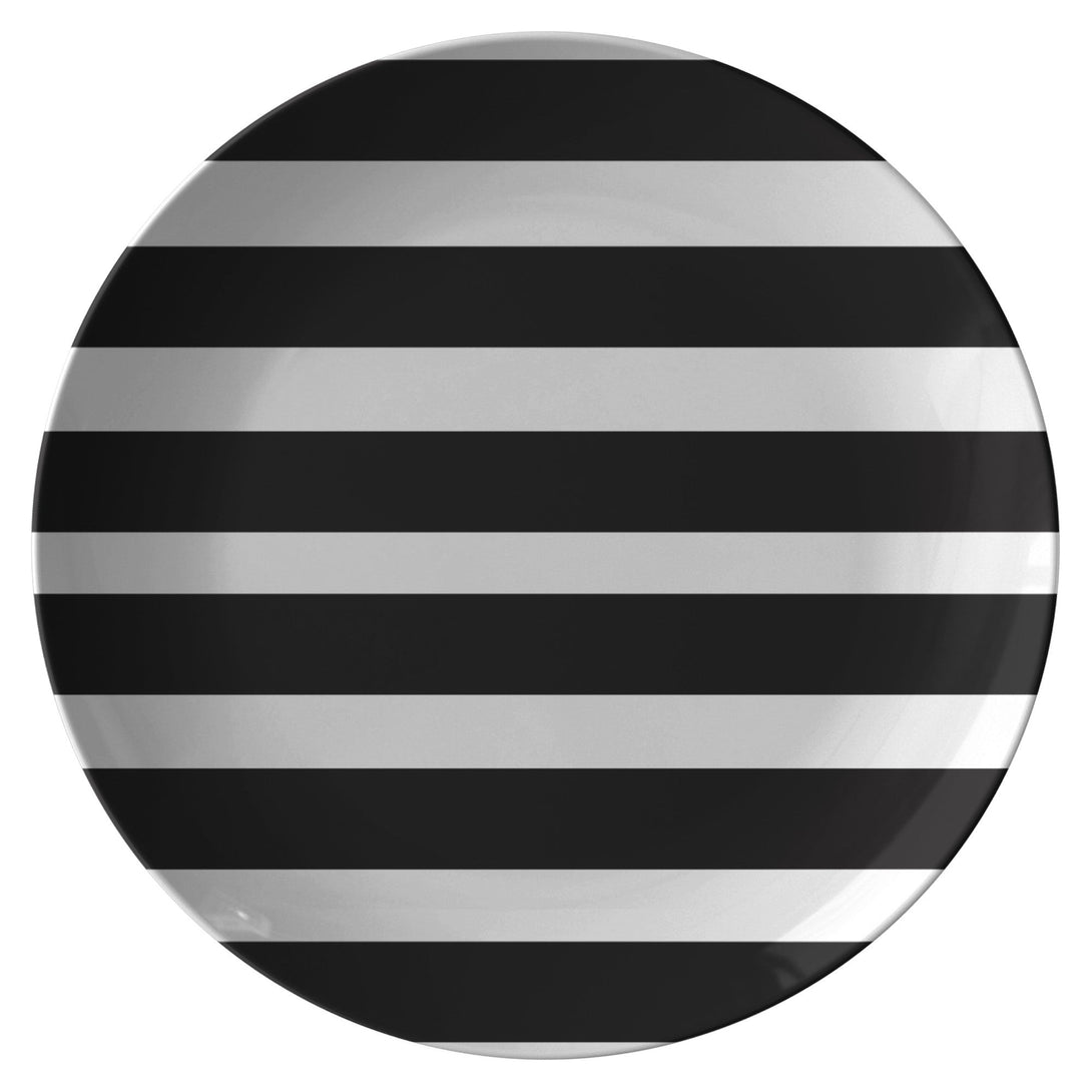 Black and White Stripes 10" Dinner Plate Sets - Angelwreaths