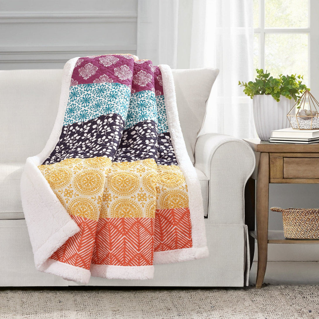Bohemian Stripe Sherpa Throw Blanket - Angelwreaths