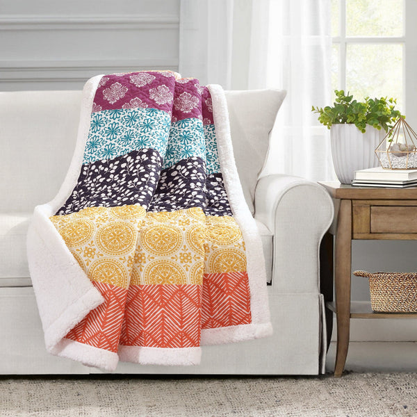 Bohemian Stripe Sherpa Throw Blanket - Angelwreaths