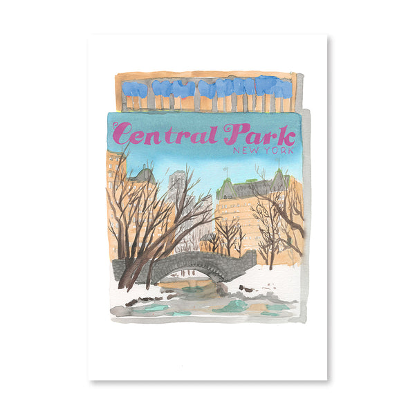 Central Park NYC Matchbook Illustration Print