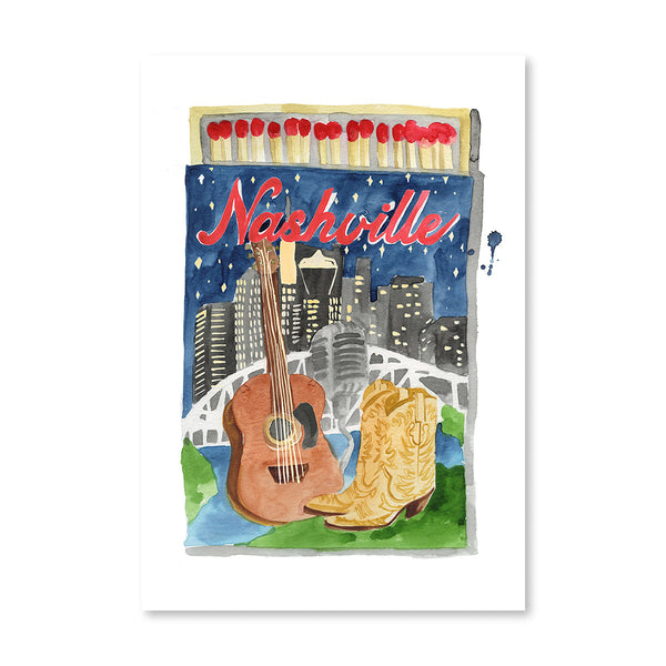 Nashville Matchbook Illustration Print